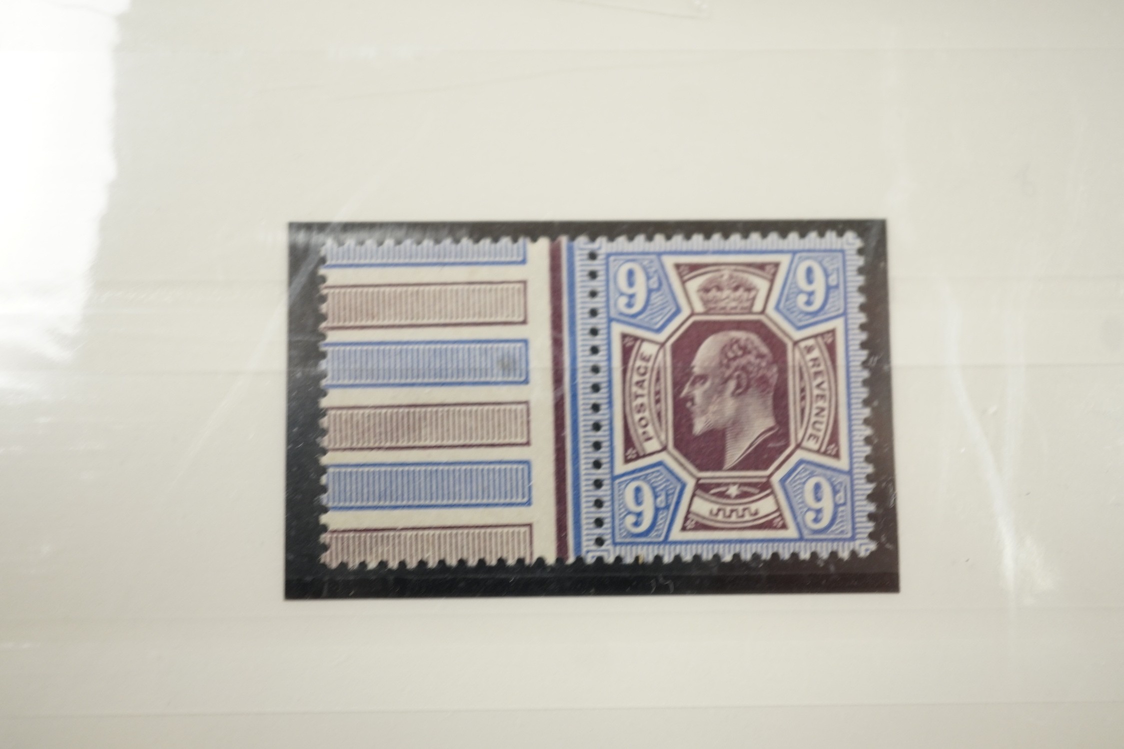 Great Britain Edward VII stamps in auction folders with 9d-10d-one shilling, mint, officials mint and used